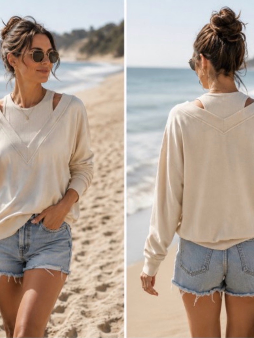 109.  LAYERED FRENCH TERRY SWEATSHIRT